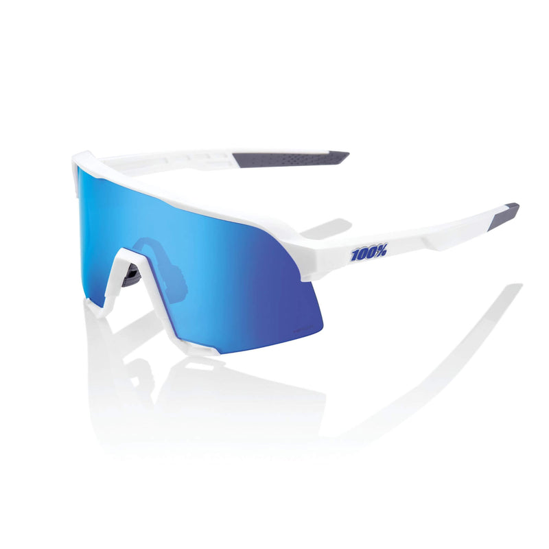 100% S3 Glasses Matt White / HiPER Blue Multilayer Mirror Lens