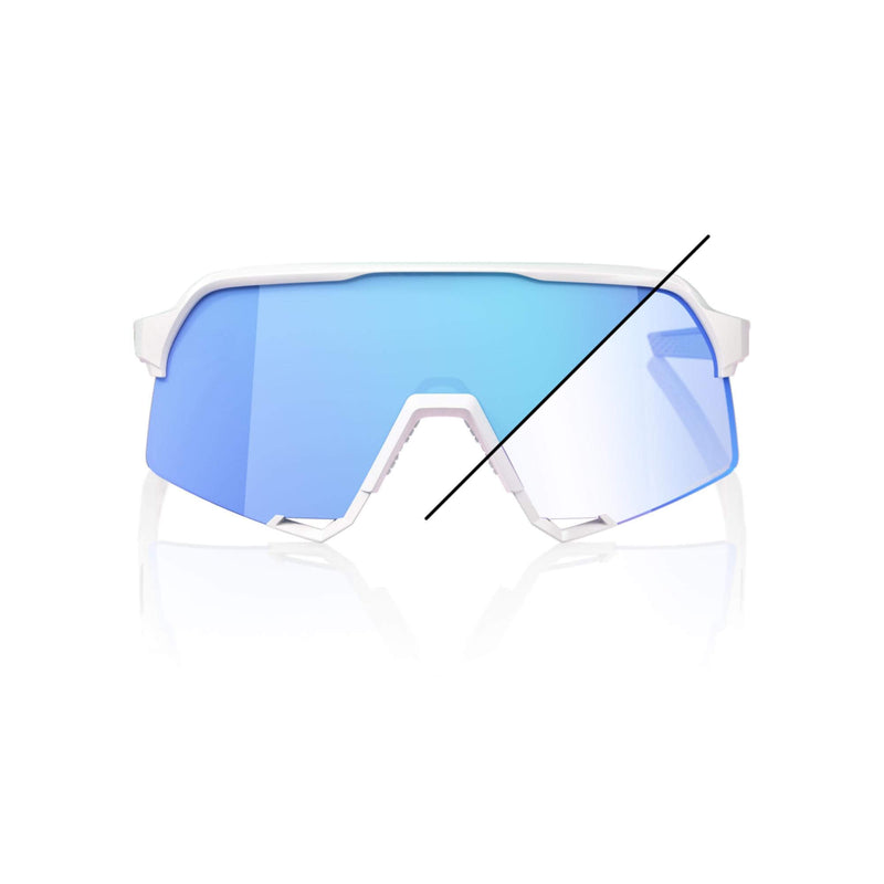 100% S3 Bastille LE Glasses - Pearl White Glitter/Blue Mirror Photochromic Lens