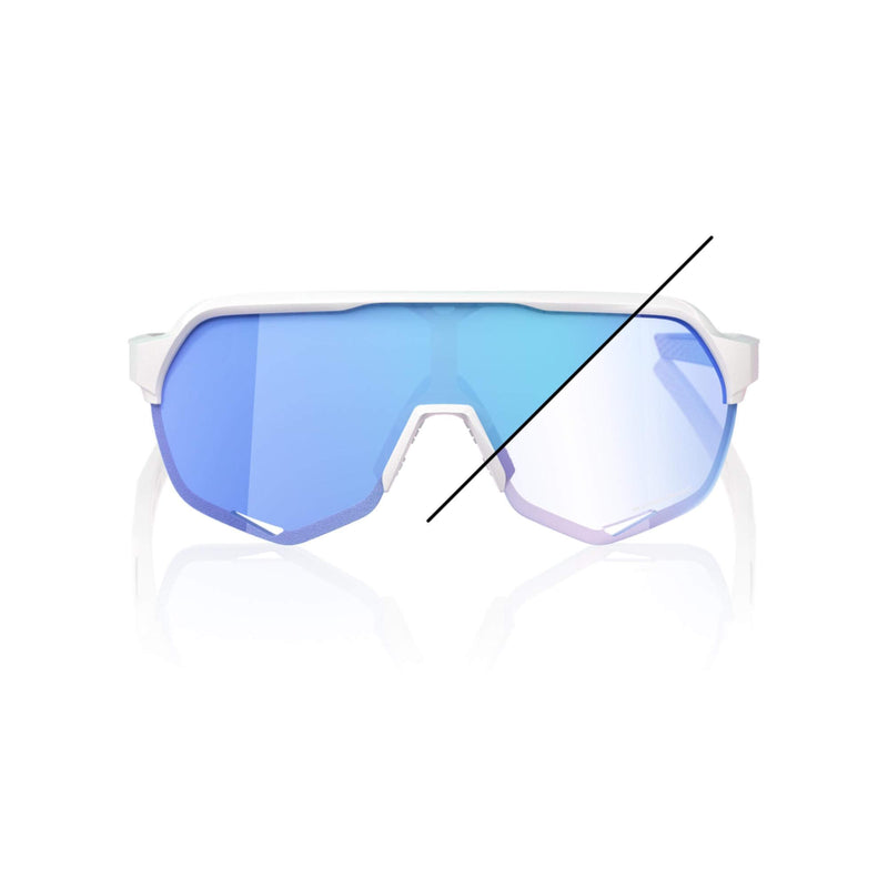 100% S2 Bastille LE Glasses - Pearl White Glitter/Blue Mirror Photochromic Lens