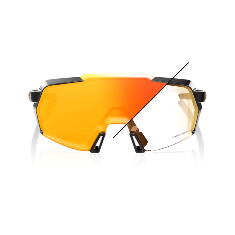 100% Korbin Glasses - Gloss Metallic Black/Orange Flash Mirror Photochromic Lens