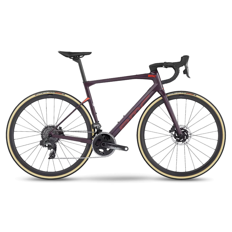 BMC 2022 Roadmachine 01 Four Force AXS HRD Bike Violet & Neon Red