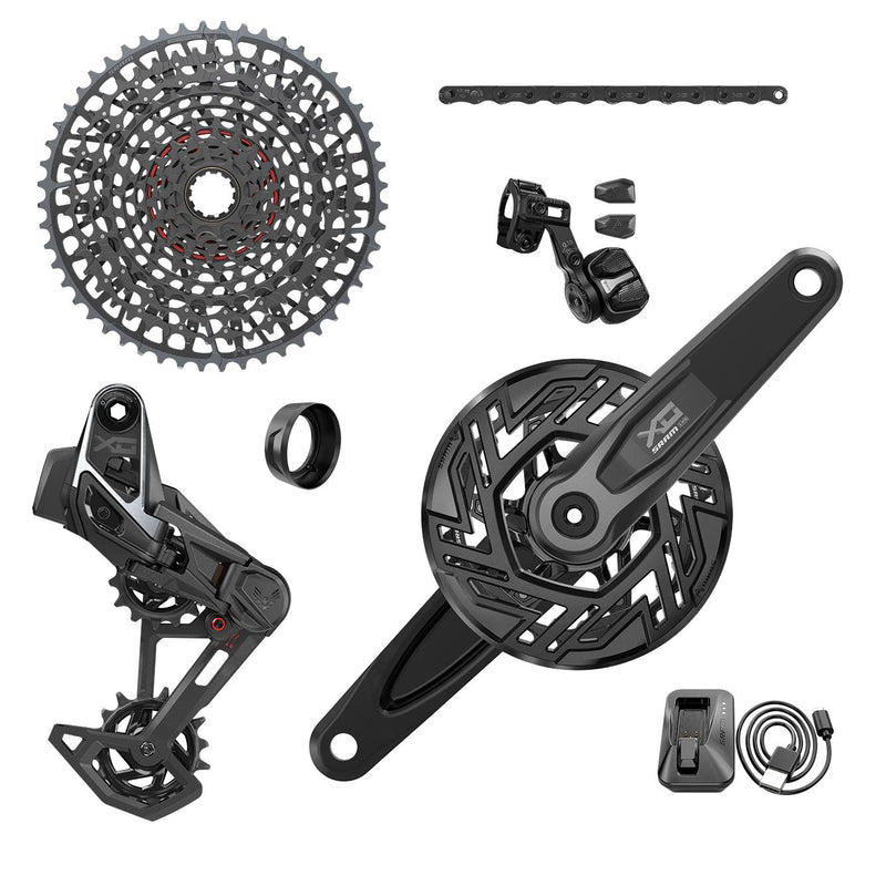 SRAM X0 T-Type Eagle E-MTB Transmission AXS Groupset / RD With Battery / Charger / Cord / EC Pod ULT / CR 104 BCD T-Type 34T / Clip-On Guard / CN 126L / CS XS-1295 10-52T / Cranks Not Included