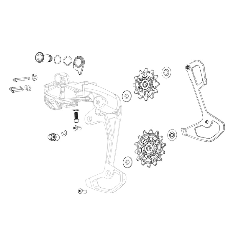 SRAM Rear Derailleur Pulley Kit XXSL T-Type Eagle AXS / Includes 14T Upper And 16T Lower Metal Spider Pulley / 2 T25 Aluminum Pulley Bolts