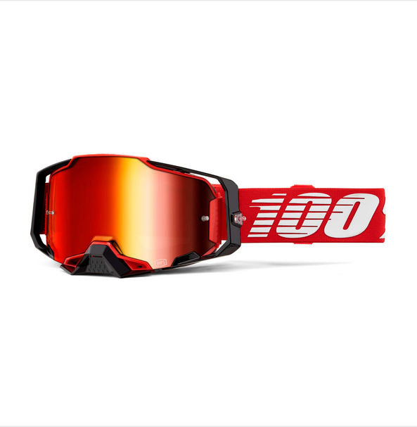 100% Armega Goggles Red / Mirror Red Lens