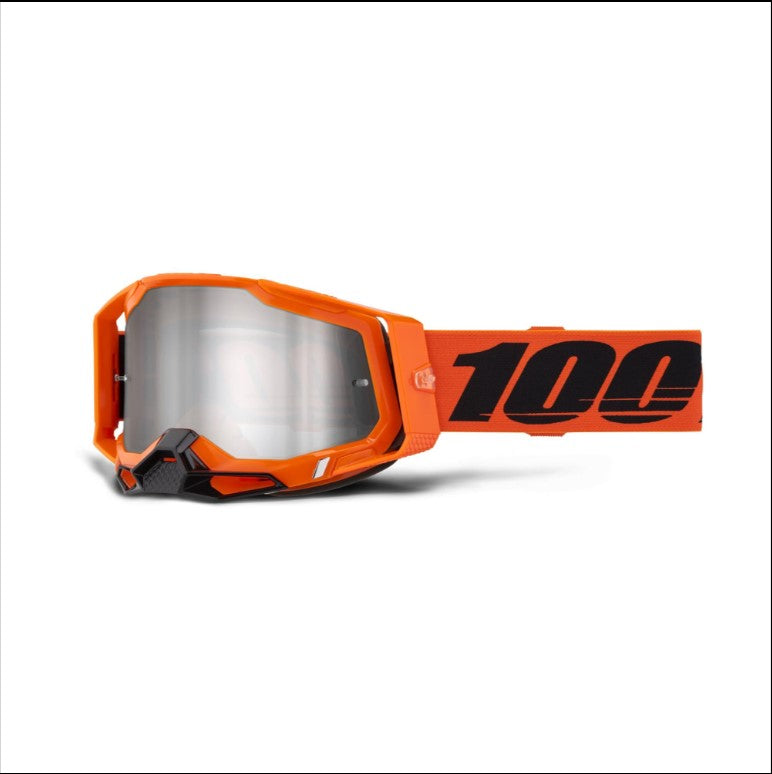 100% Racecraft 2 Goggle Neon Orange / Mirror Silver Flash Lens