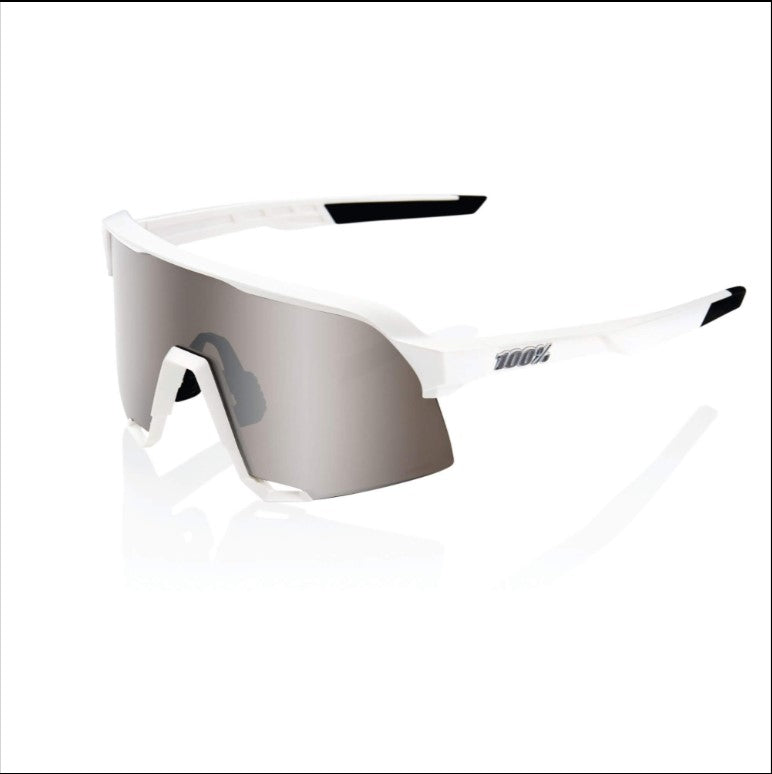 100% S3 Glasses Matt White / HiPER Silver Mirror Lens