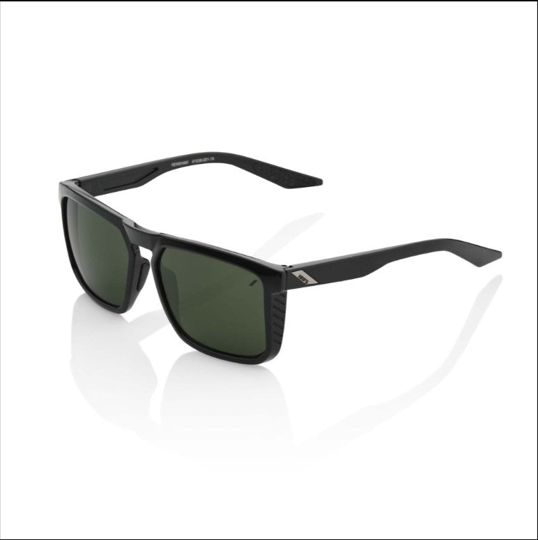 100% Renshaw Glasses Gloss Black / Grey Green Lens