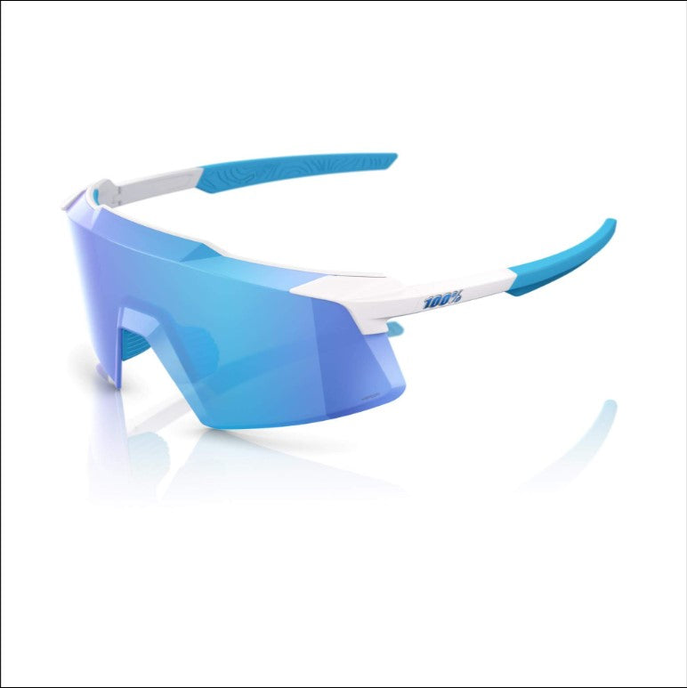 100% Aerocraft Glasses Matte White / HiPER Blue Mirror Lens