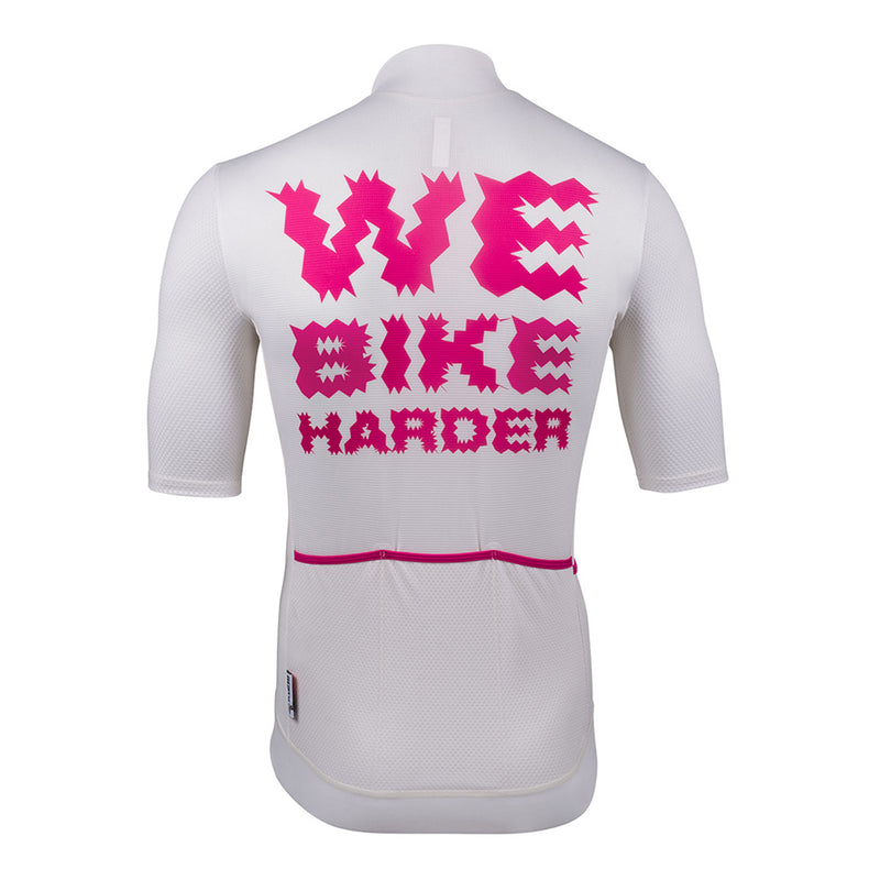 Cinelli Tempo We Bike Harder Zipped Short Sleeves Jersey White