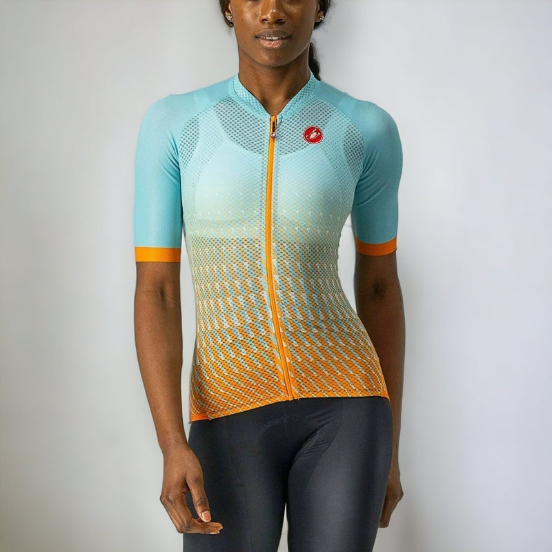 EX Display Castelli Climber's 2.0 Women's Jersey Sky Light / Light Acqua / Pop Orange - Extra Large