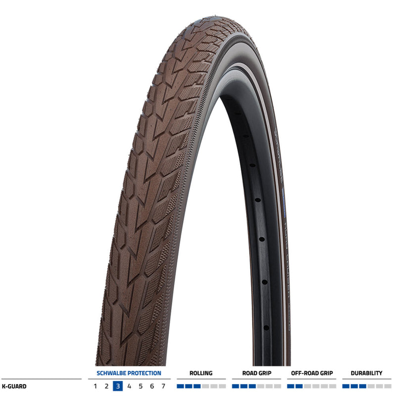 Schwalbe Road Cruiser K-Guard Tyres Brown Reflective