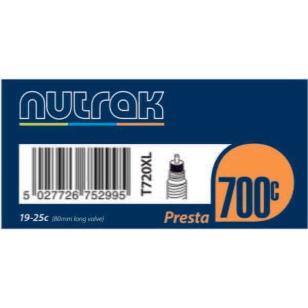 Nutrak Presta 80 MM Long Valve Inner Tube Black