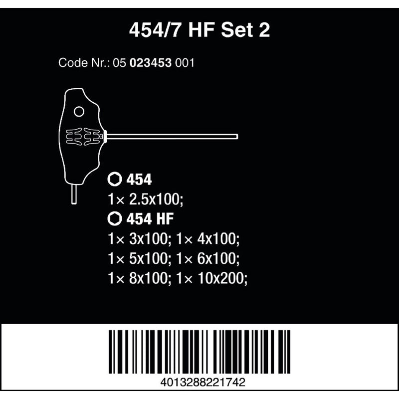 Wera Tools 454 / 7 HF Set 2 T-Handle Hex Screwdriver With Metal Rack