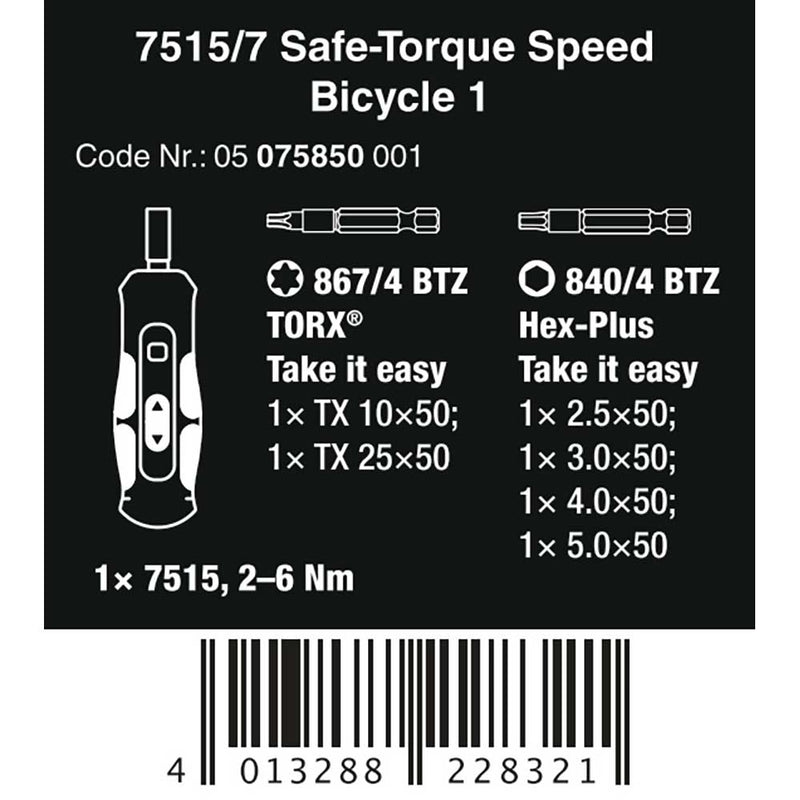 Wera Tools 7515/7 Kraftform Safe-Torque Speed Bicycle 1 - 7 Pieces