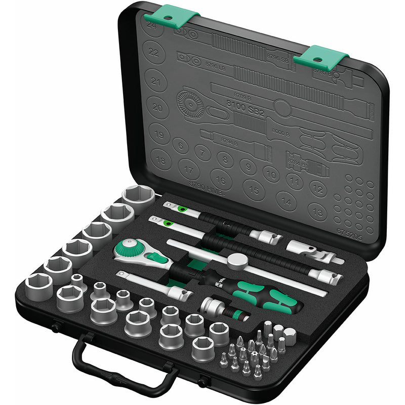 Wera 8100 SB 2 Speed Ratchet Set 3/8" Drive - 43 Pieces