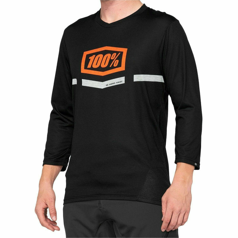 100% Airmatic 3/4 Sleeve Jersey Black / Orange