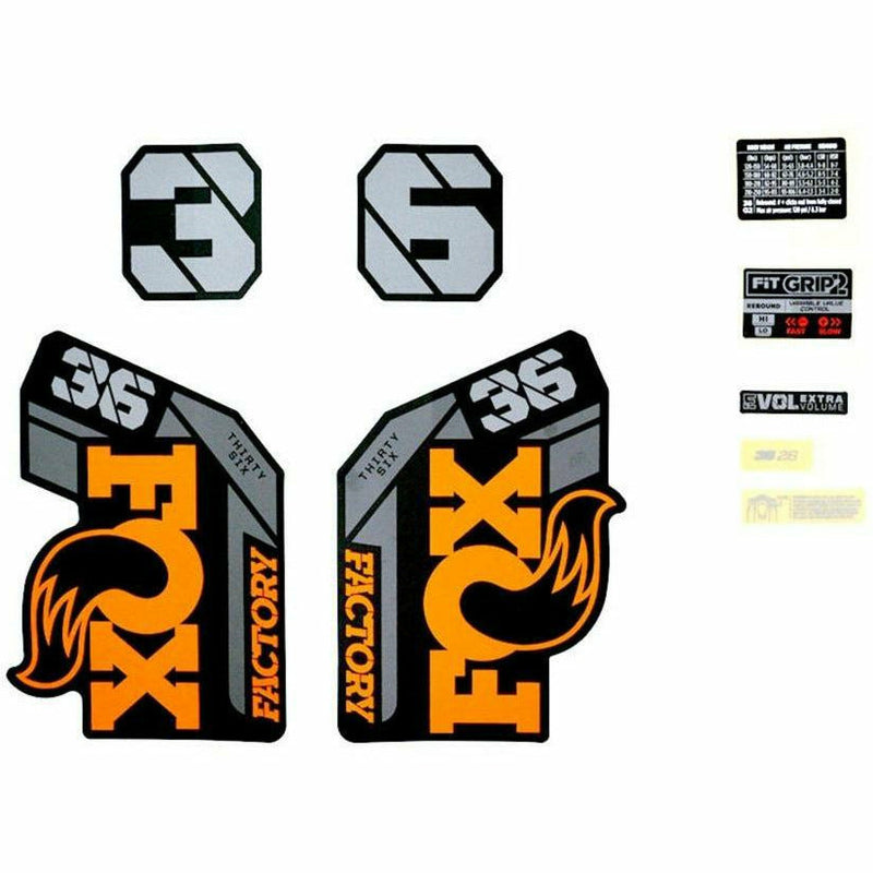 Fox Fork 36 Decal Kit F-S 26" Orange Logo Matt Black