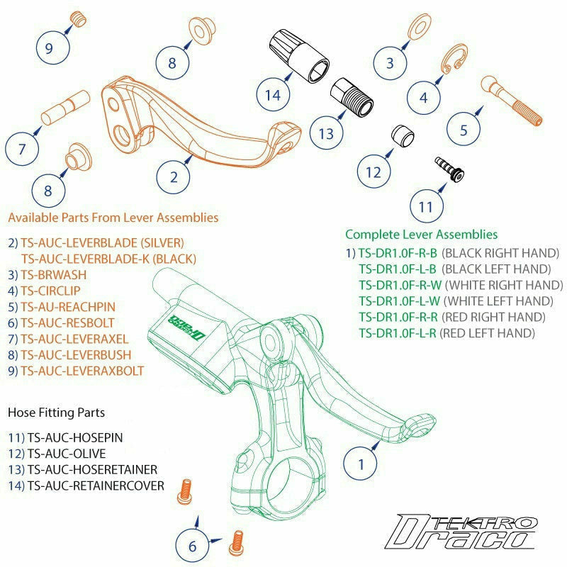 Tektro Spares '11 Draco Lever Assembly White / Black