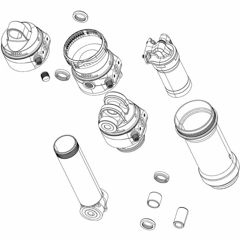 SRAM Rockshox Rear Shock Eyelet Assembly Includes Eyelet / Damper Body & O-Rings Reservoir And Controls Not IncludedSuper Deluxe Coil R / Rtr / Rct / Rc A1 /Ultimate A2 Trunnion