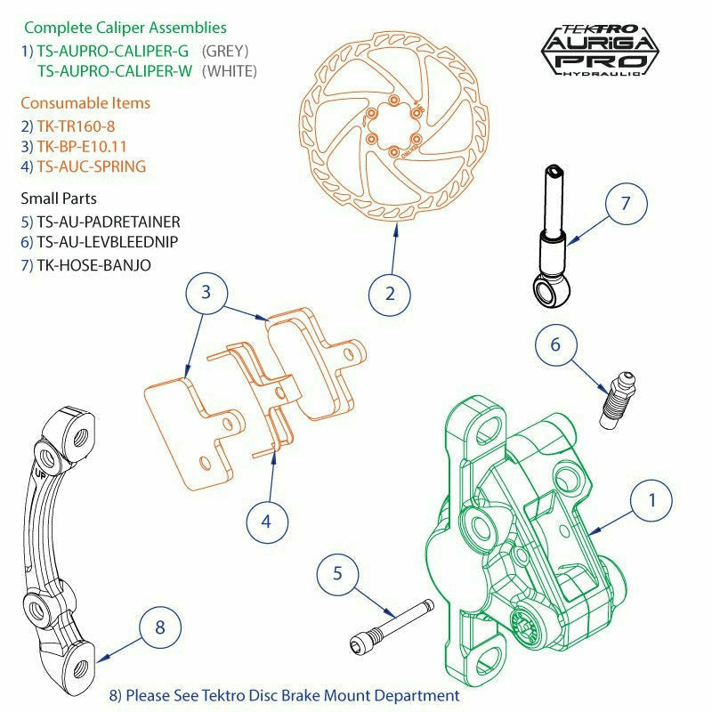 Tektro Spares Auriga Pro Caliper Assembly Grey