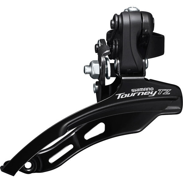 Shimano Tourney / TY FD-TZ500 6 Speed MTB Front Derailleur 42T Down Swing, Top Pull 66-69 Degree Black / Silver