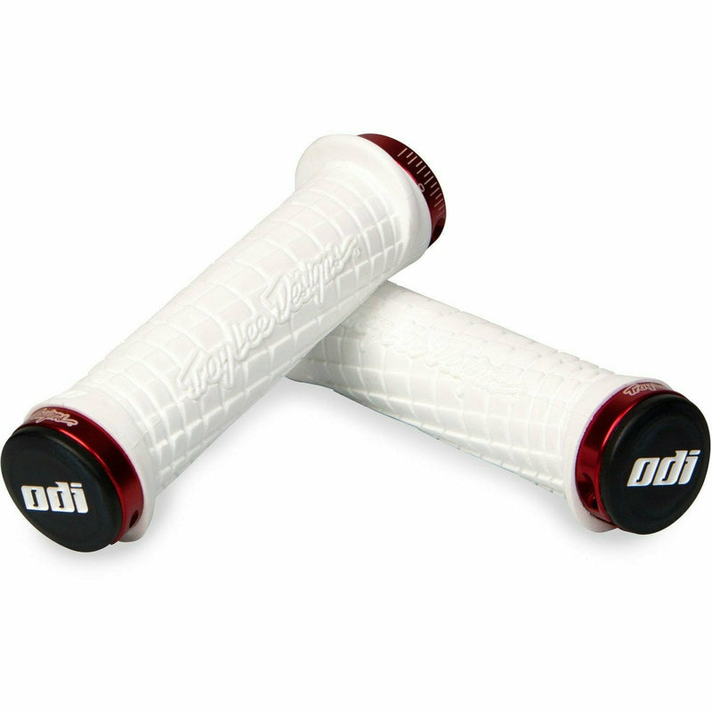 ODI Troy Lee Designs MTB Lock On Grips White / Red - Pair