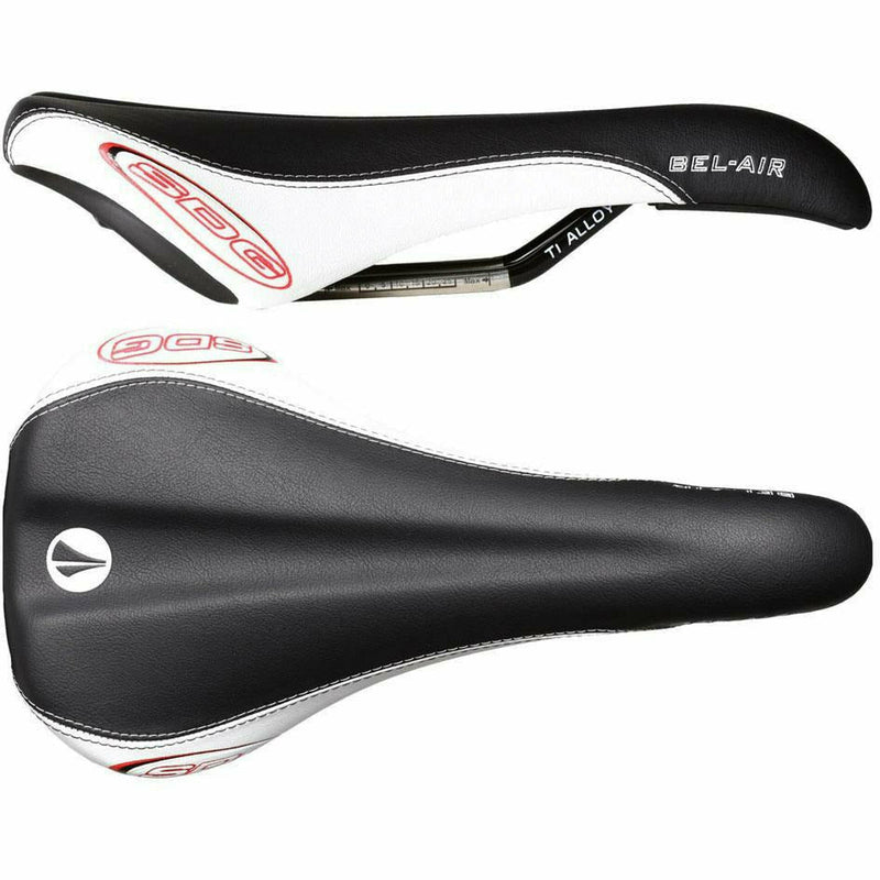 SDG Bel Air Ti-Alloy Rail Saddle Black Microfibre Top / White Microfiber Sides