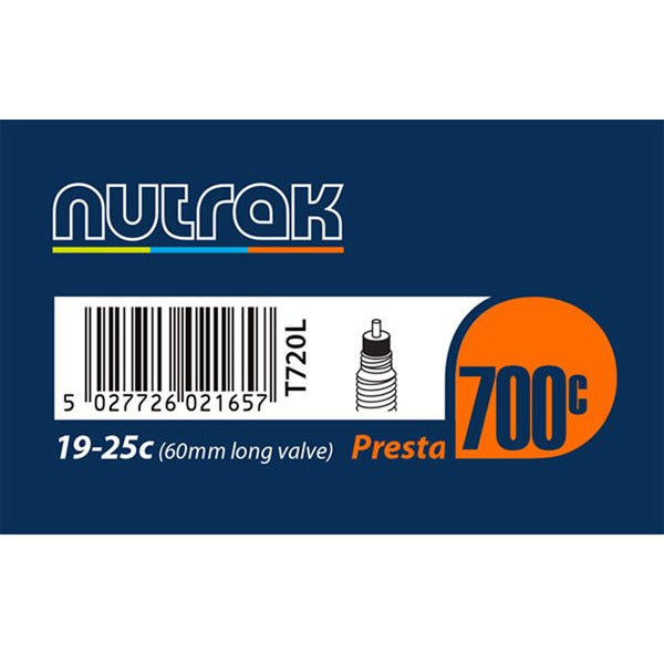 Nutrak Presta 60 MM Long Valve Inner Tube Black