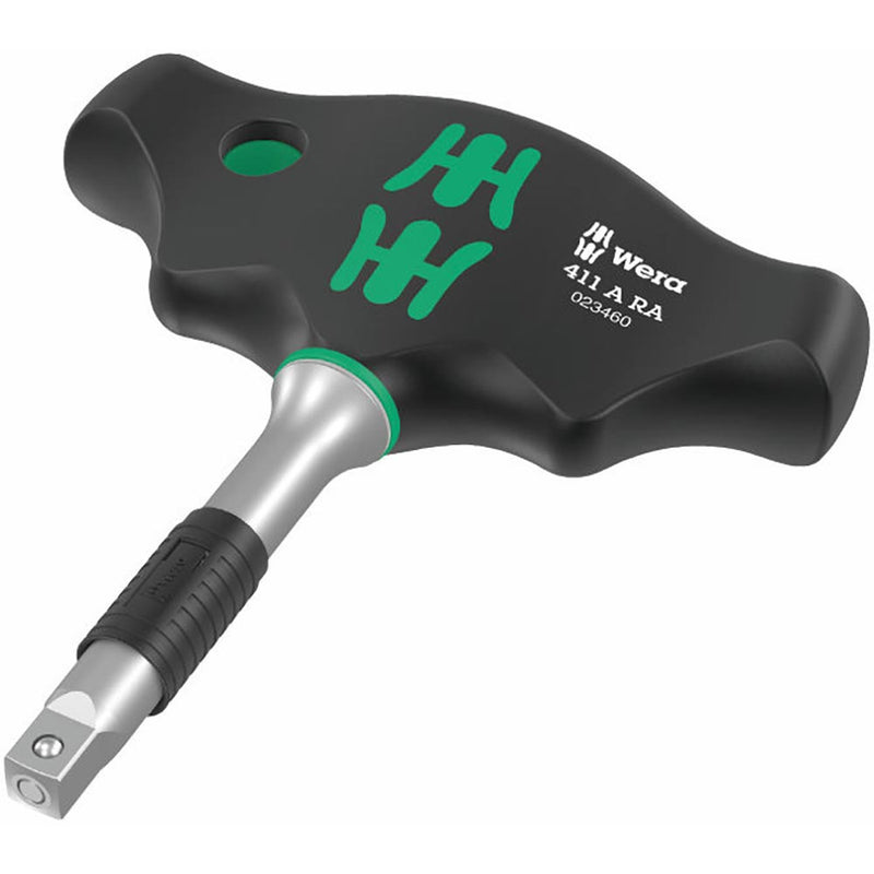 Wera Tools 411 T-Handle Adapter Screwdriver With Ratchet 1/4 Inch