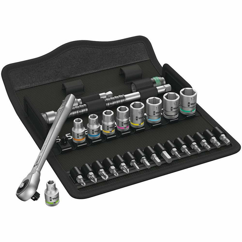 Wera 8100 Ratchet Set W/Push Thru Sqr 1/4 Drive - 28 Pieces