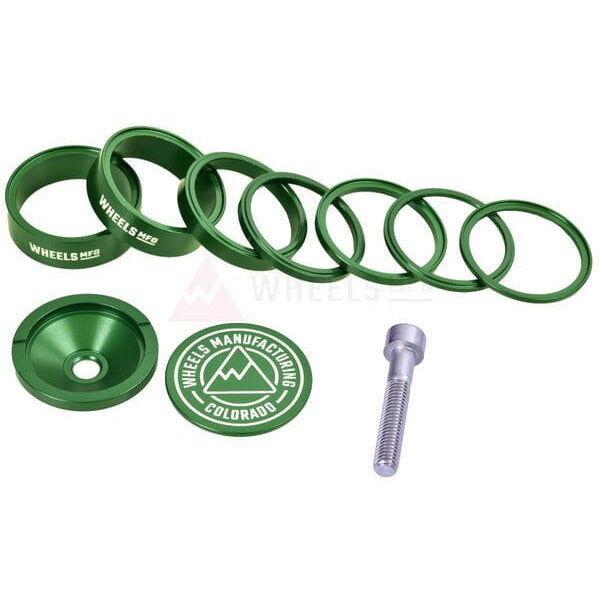 Wheels Manufacturing Pro Stackright Headset Spacer Kit Green - Pack Of 10