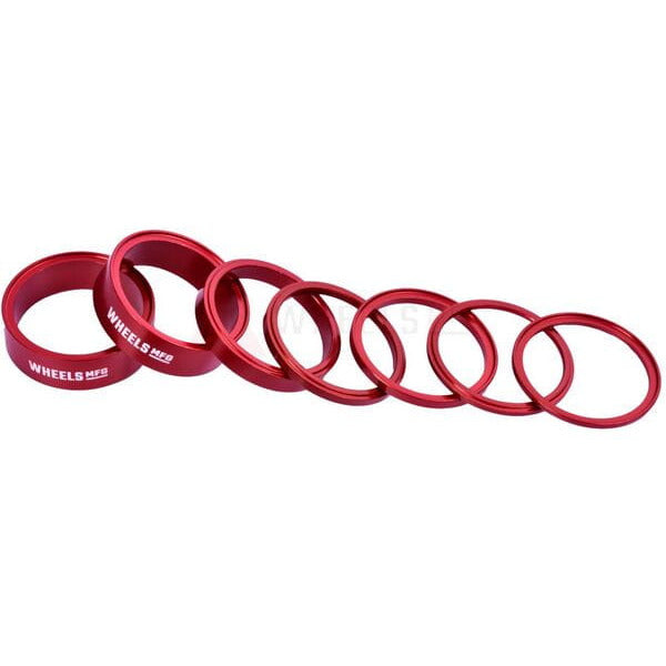 Wheels Manufacturing Stackright Headset Spacer Kit Red - Pack Of 7