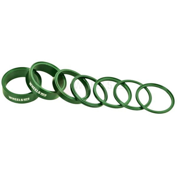 Wheels Manufacturing Stackright Headset Spacer Kit Green - Pack Of 7